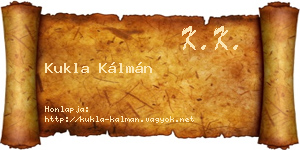 Kukla Kálmán névjegykártya